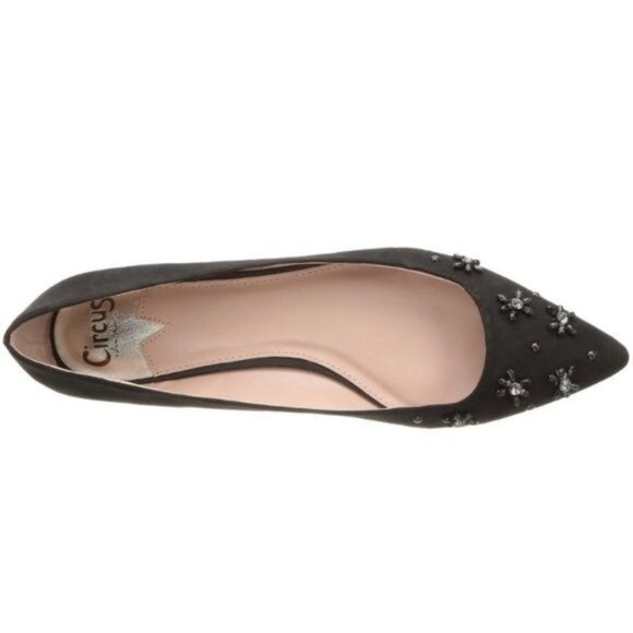 Circus By Sam Edelman Black Velvet Flats With Rhinestone & Stud Detail - Picture 4 of 10